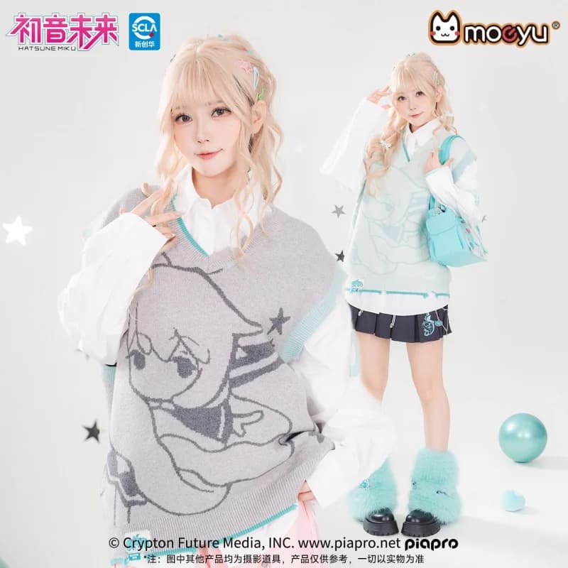 Hot Moeyu Hatsune Miku Millennium Sugar Candy Fruit Layer Wear Maglione Gilet Gilet Allentato Corto Maglione con scollo a V Top regalo