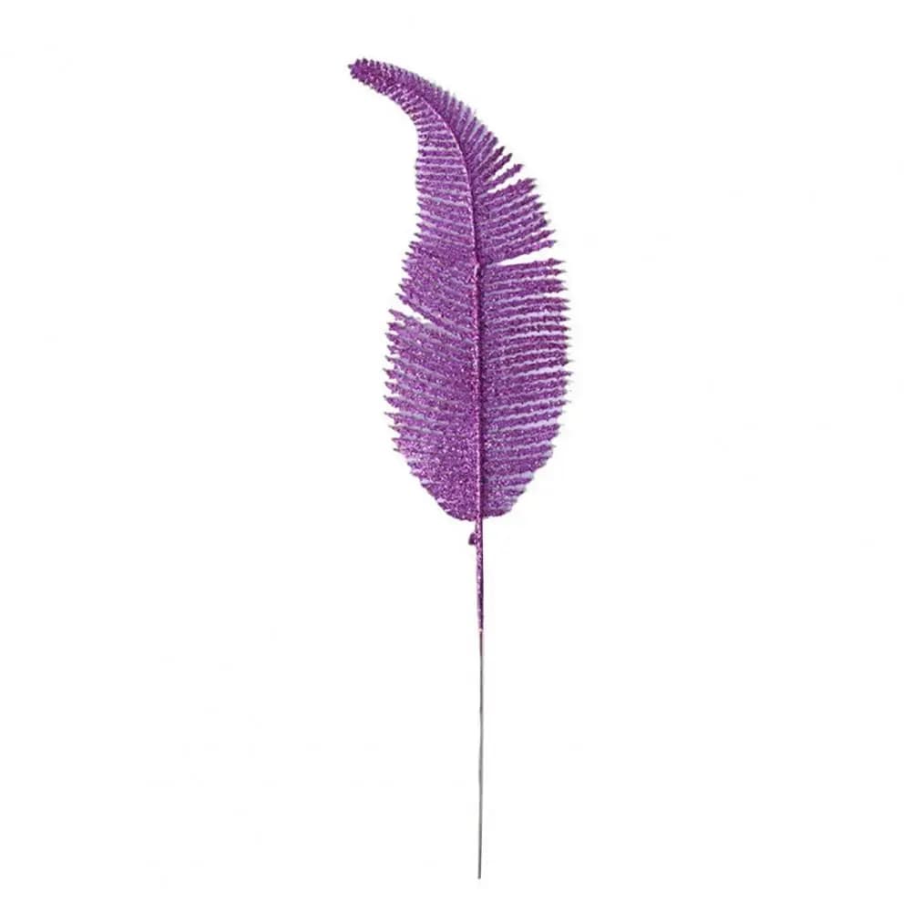 Artificial leaves with Glitter, Realistic Fince leaves with Stelo, Golden, Green, Purple
