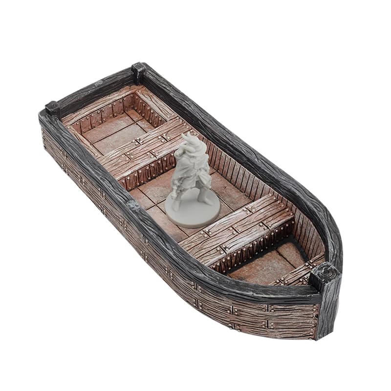 DND Skiff miniatura resina dipinta a mano medievale fila barca fantasia da tavolo 28mm RPG Scatter Terrain per Dungeons and Dragons
