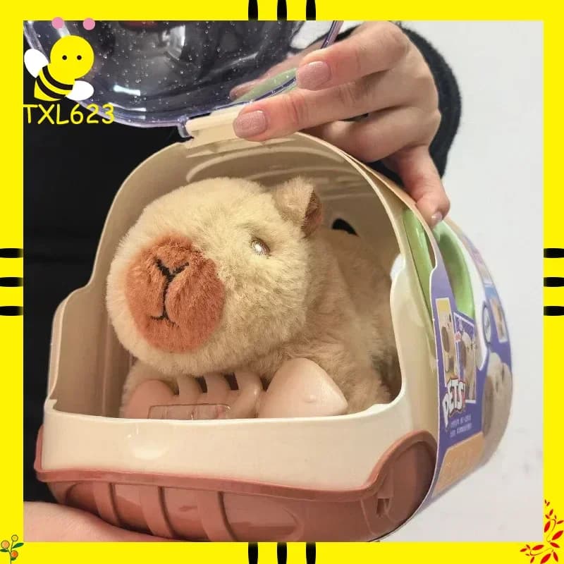 Capibara elettrico bambola da passeggio giocattolo per bambini con set di figure di animali in peluche sonoro bambola vocale elettronica a colori casuali