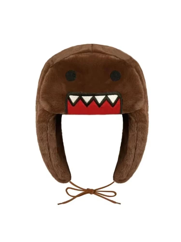 Simpatico berretto in peluche a forma di cartone animato per l'inverno, stile casual aderente, caldo e accogliente, perfetto da indossare in tutte le stagioni