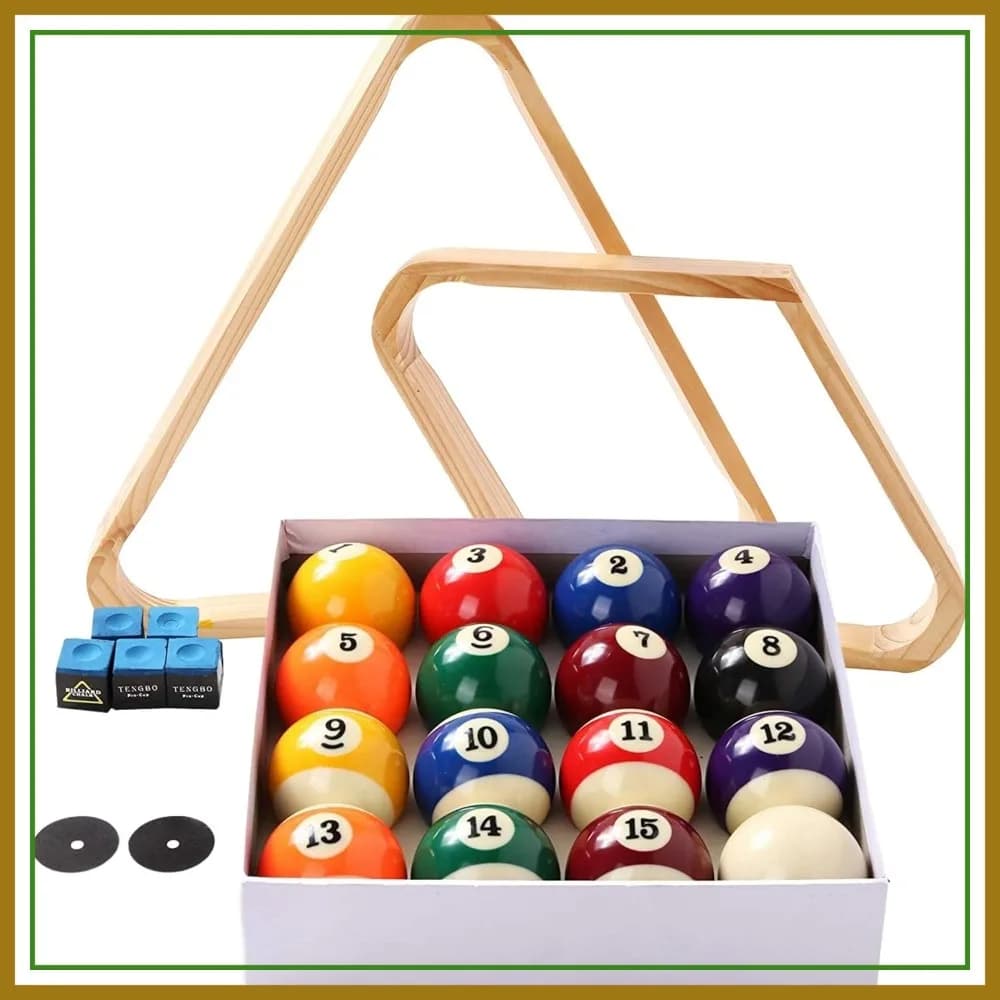 Set di biglie da biliardo, triangolo e rombo per tavolo da biliardo, gessetti per stecca, adesivi per tavolo - Accessori completi
