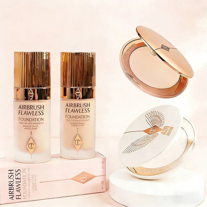 Fondotinta Liquido Portatile Hot CT Soft Light Oil Control, Cuscinetto d'Aria in Polvere Micro-Leggera con Piccola Piastra Dorata, Trucco Naturale