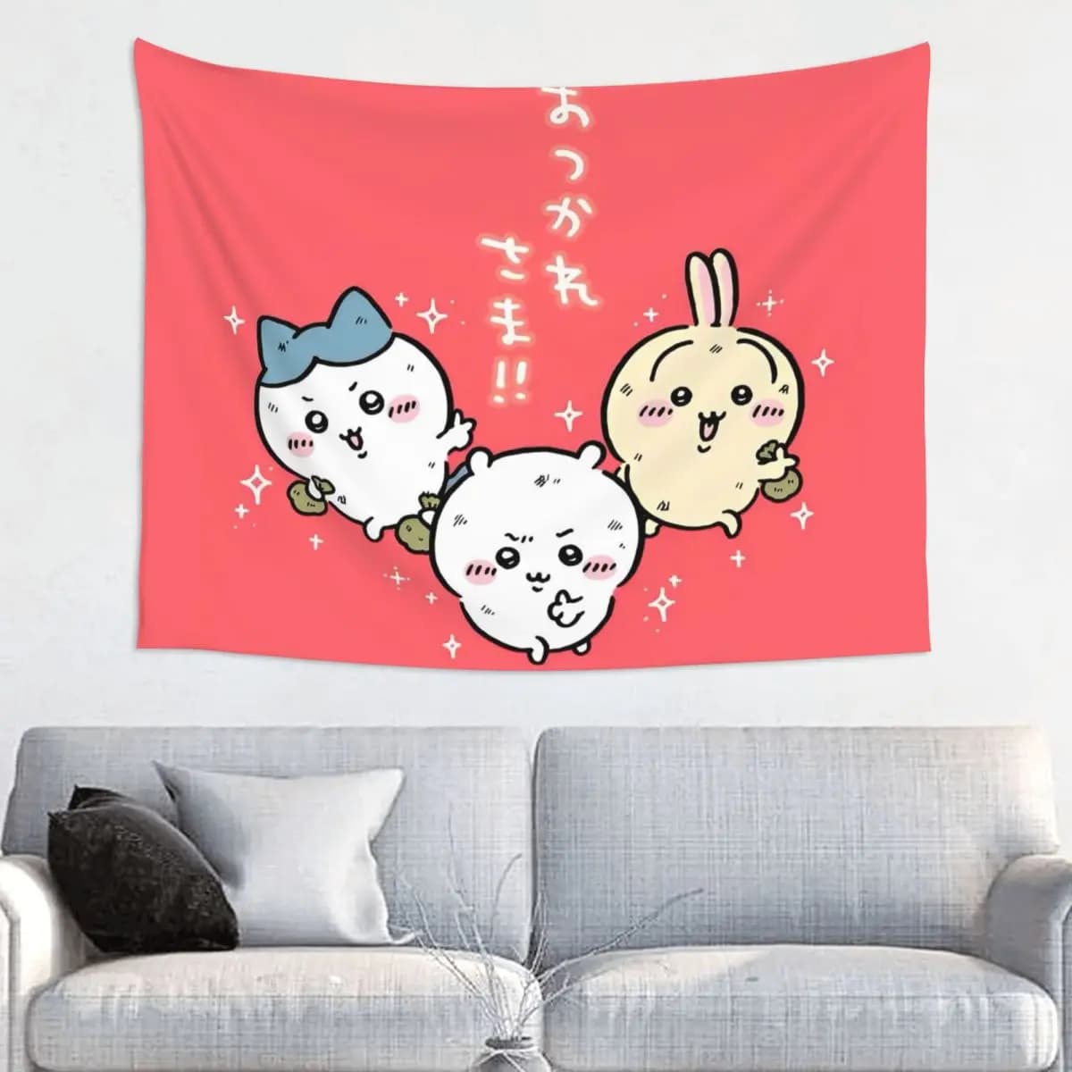 Chiikawas A Ahining Debut Tapestry Wall Hanging Hippie Polyester Wall Tapestry INS Wall Blanket Room Decor Yoga Mat