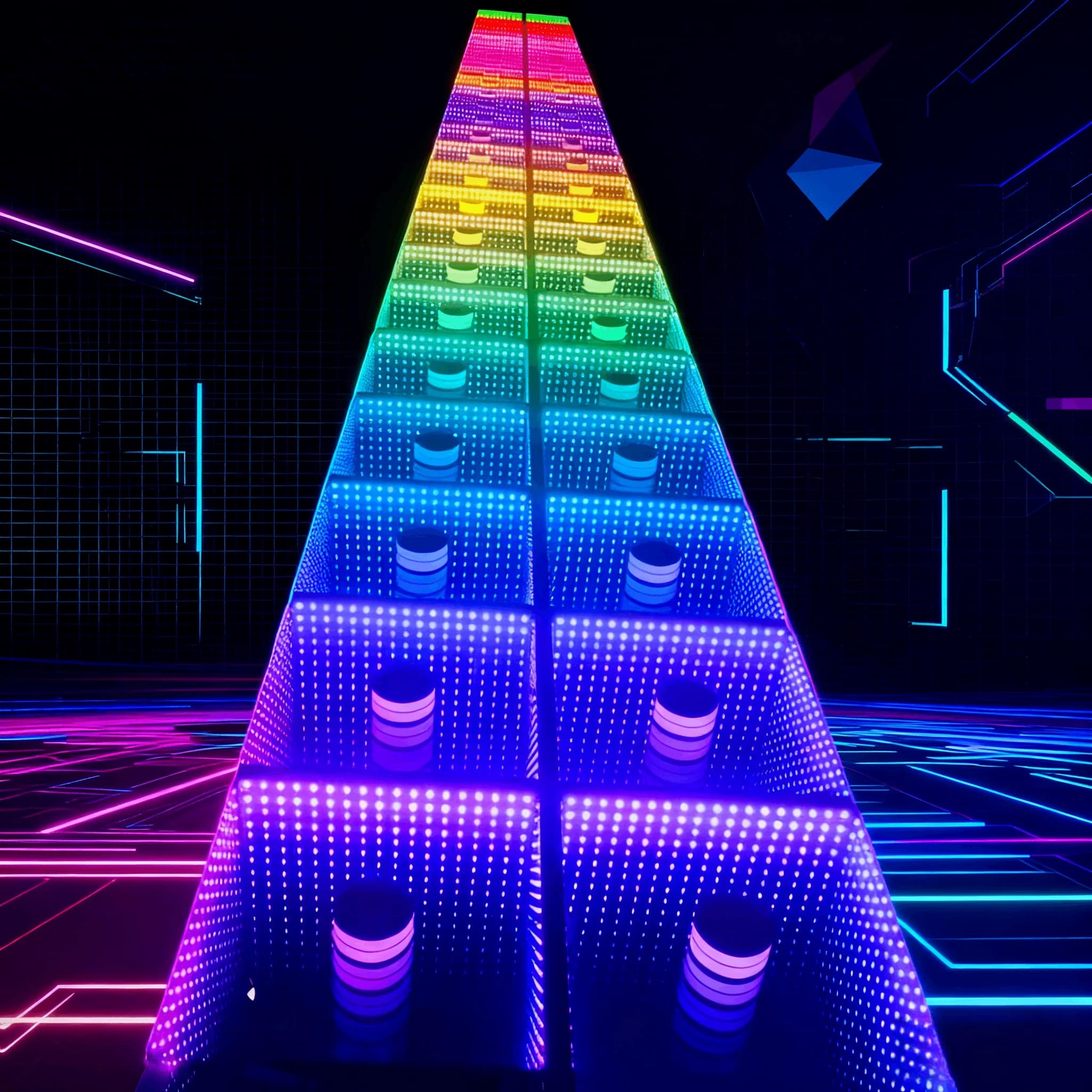 Magnetic Portable Dance Floor 3D Infinite DJ Led DanceFloor Light Stage Wedding Interactive Dance Floor Tiles Pista Led