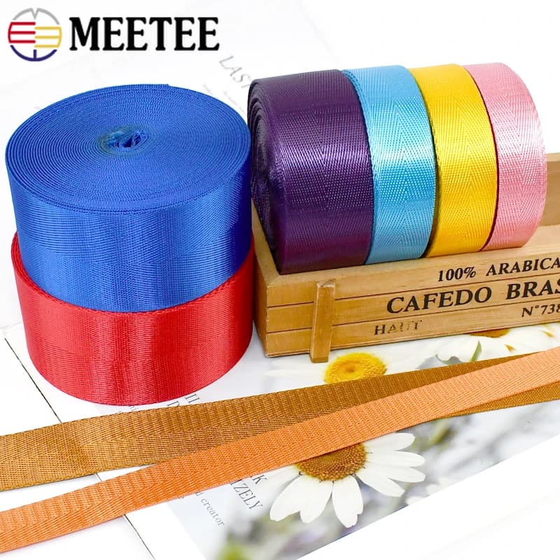 5 metri Meetee 20/25/32/38/50mm nastri in Nylon fettuccia 1mm di spessore fascia in nastro di colore solido per cintura di sicurezza per auto zaino rilegatura diagonale