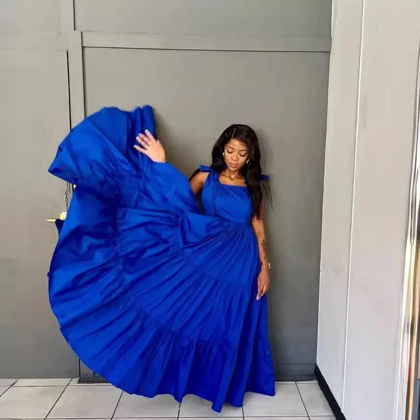 Nuovo Abito Estivo da Donna, Vestito Lungo con Spalline, Linea ad A, Allacciatura in Vita, Vestito Elegante Senza Maniche con Fiocco, Abito da Festa