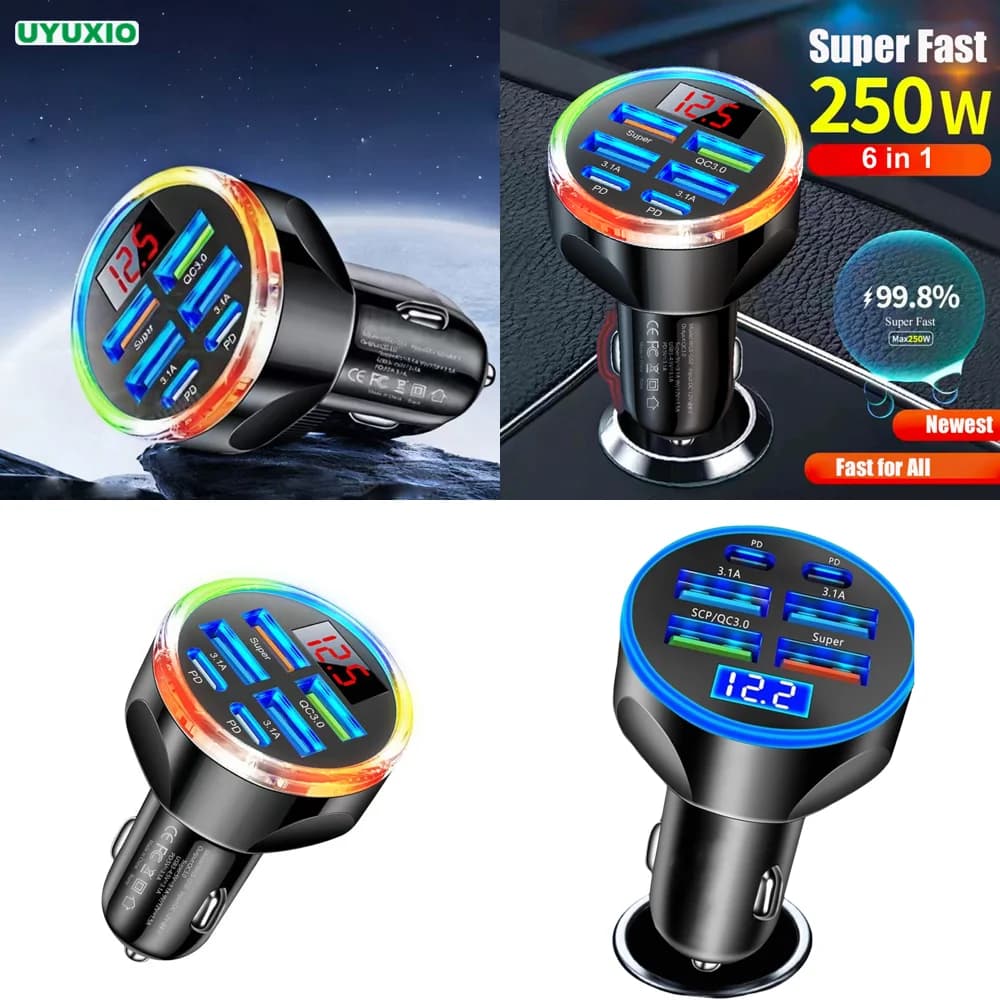 Caricabatterie da Auto USB C Multiporta con Doppia Ricarica Rapida PD e Voltmetro per iPhone, Nuovo Trend