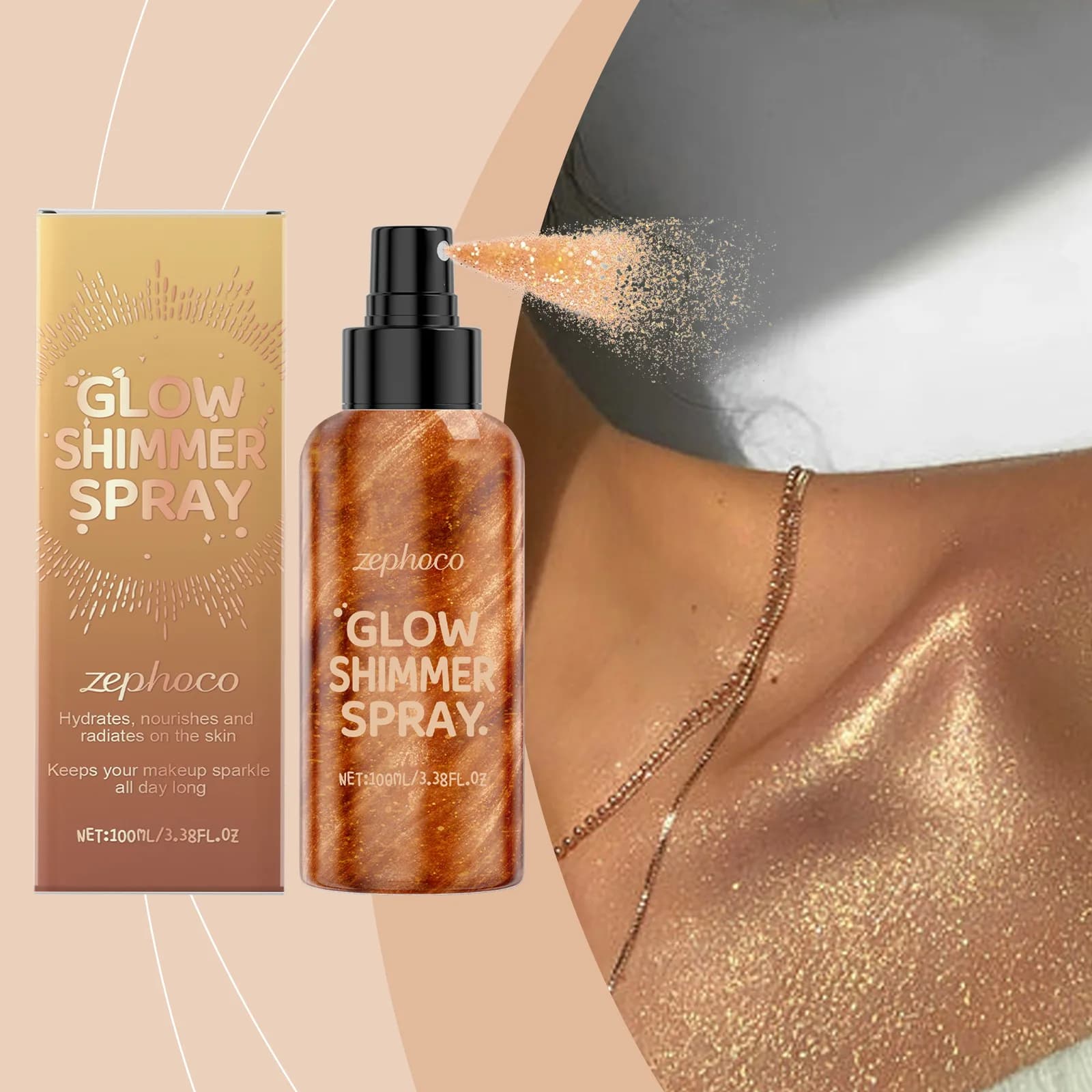 Fluid highlighter for body Waterproof glossy face contour With long-lasting sequins Moisturizing illuminating makeup