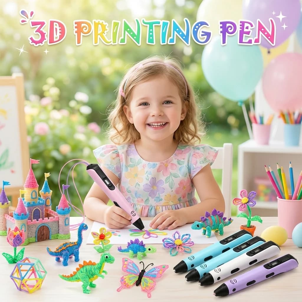 Penna 3D per Bambini con Display LED, Penna Creativa per Disegno Fai-da-Te, Filamento PLA Non Tossico, Penna Artistica per Bambini e Ragazzi, Regalo