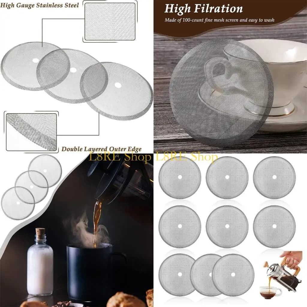 L8RE 9 Pack Stainless Steel 1000ml French Press Strainers Coffee Filter Stainless Steel Coffee Press Filter Coffee Maker Part