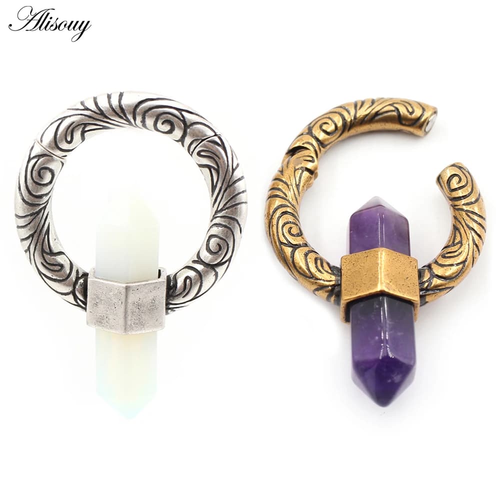 Alisouy 1PC Pins for Copper Earrings with Rombo Opal, Dilators, Expansors, Plugs, Calibras, Earrings, Body Piercing Jewelry