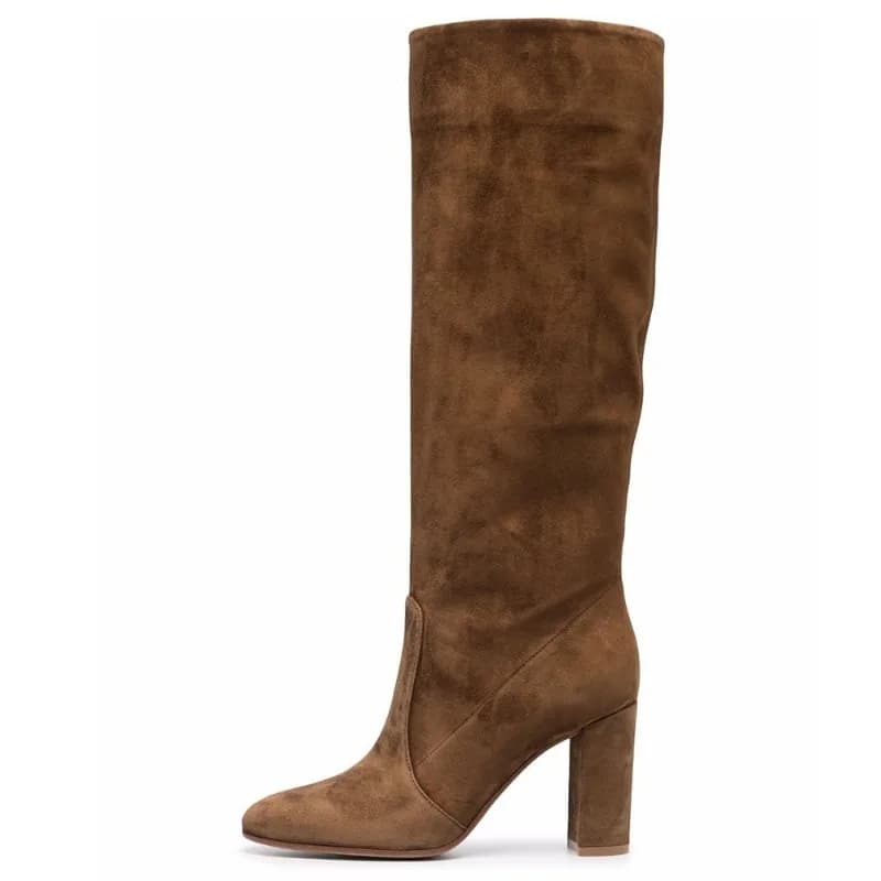 Long leg boots with big heel reintro by woman 2025 New thin knight boots in autumn and winter high leg