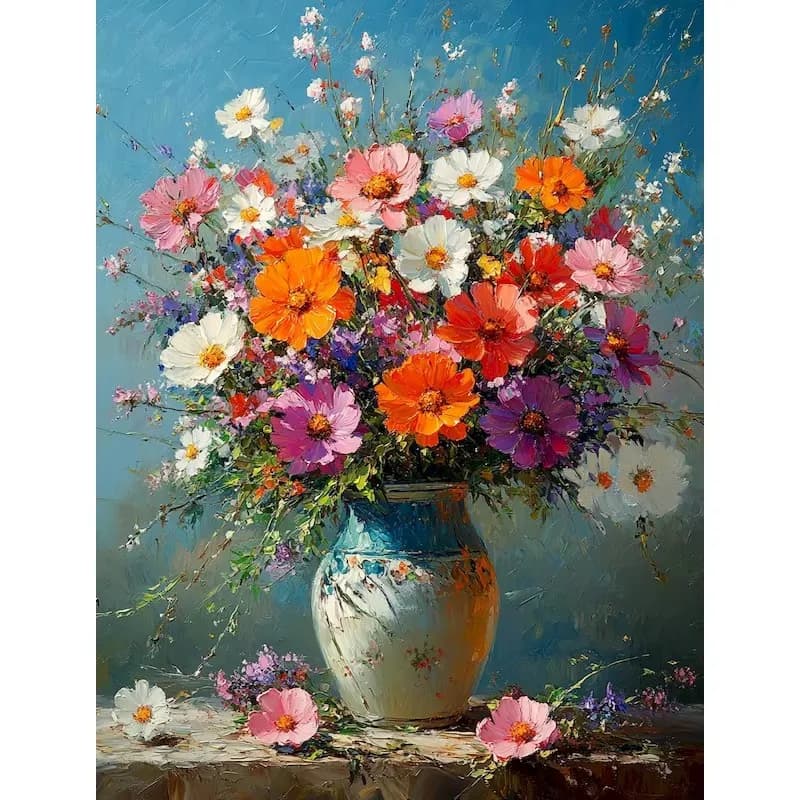 GATYZTORY Painting By Number Wildflower Bouquet Drawing On Canvas Acrylic Paint Handpainted Kits Vase Picture Number Home Decor