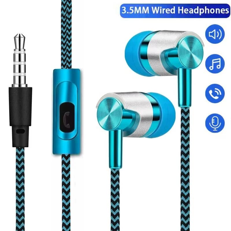 3.5mm Wired Earphones With Mic Deep Bass Gaming Audio For Android Ios Mobile Phone Travel Portable Headset Kit Music Headphones