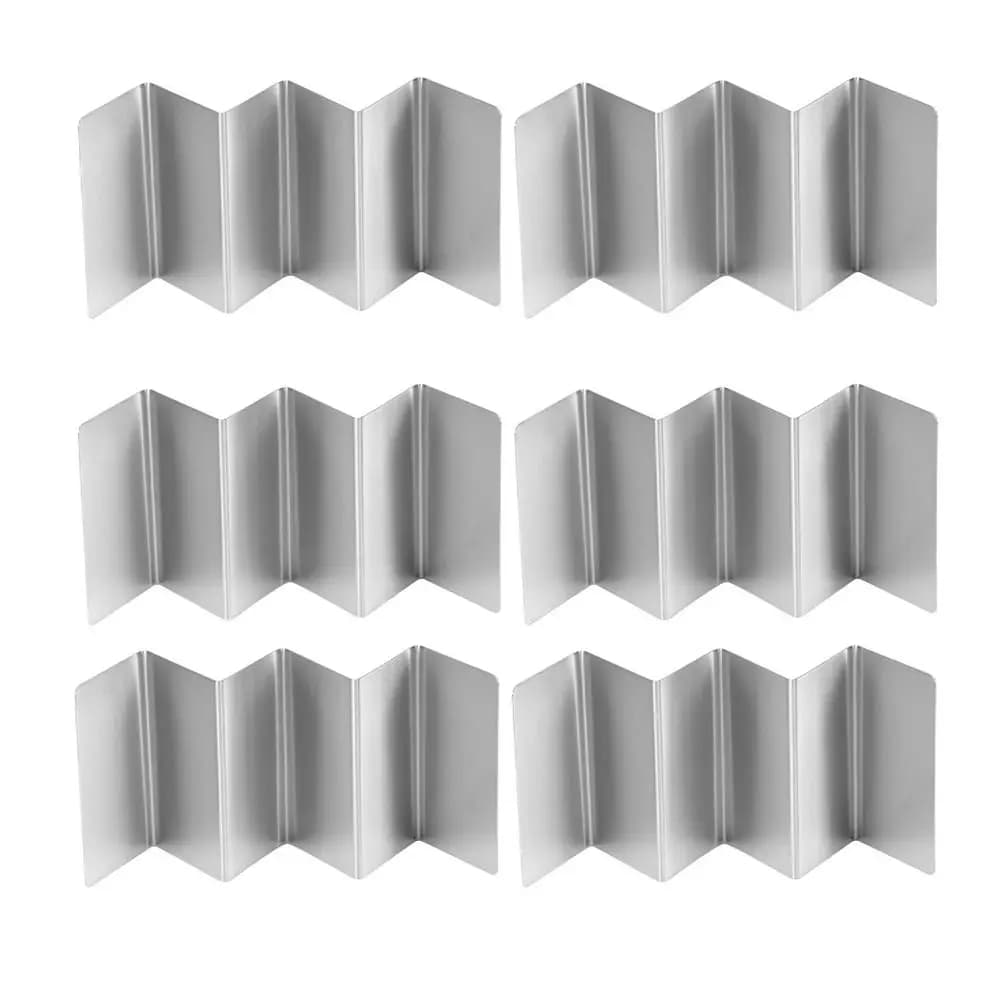 6pcs Stainless Steel Taco Holder Stand 3-Slot Design Open-Ended Kitchen Taco Tray W Wavy Shape Easy Clean