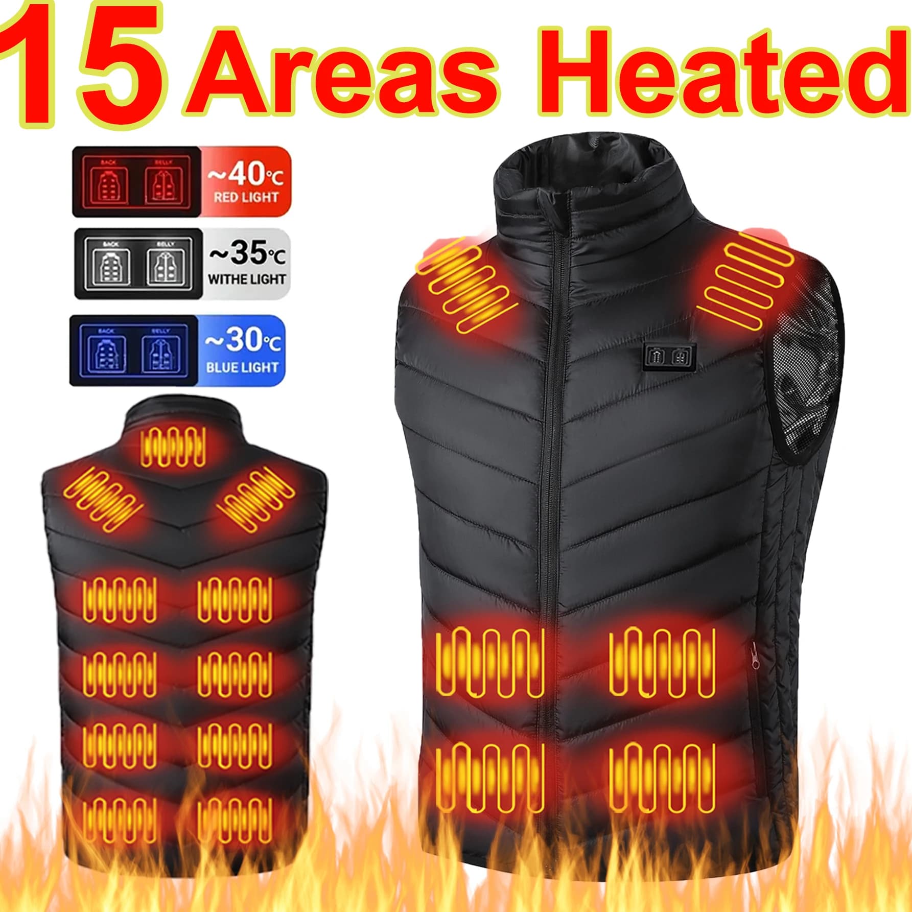 15/13/9 Aree Gilet Riscaldato Uomo Donna Giacca Riscaldata USB Gilet Riscaldato Elettrico Gilet Riscaldante Riscaldato Bodywarmer Gilet di Calore Veste