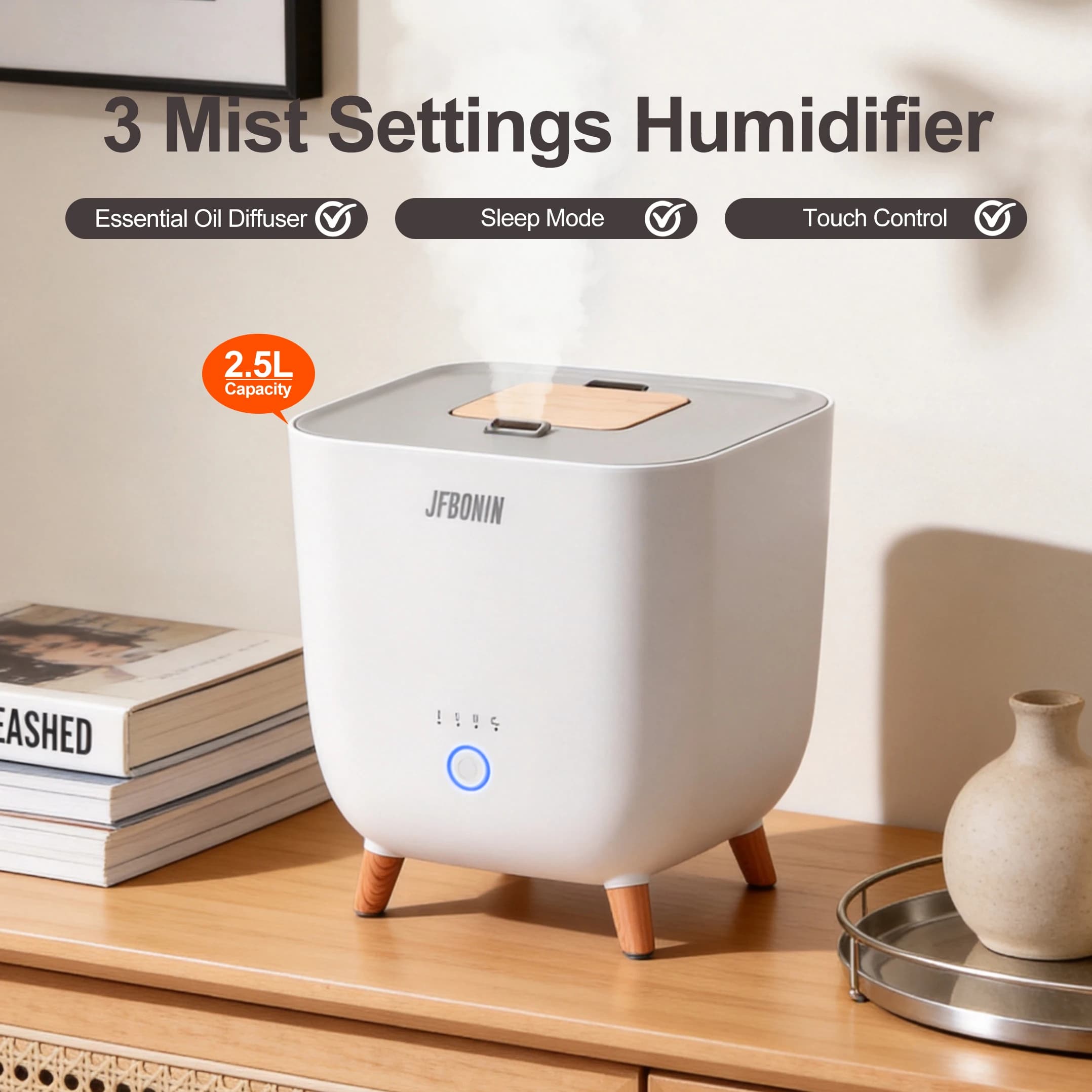 Umidificatore Intelligente per Aromaterapia, Umidificatore a Ultrasuoni a Nebbia Calda, Umidificatore Silenzioso per Camera da Letto, Neonati e Asili Nido, Nebulizzatore