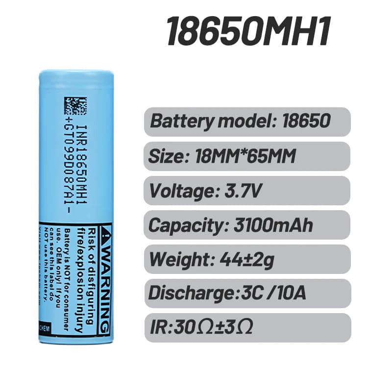 Batteria ricaricabile 18650 MH1 3100mAh 3.7V per power bank, torcia elettrica, ventola