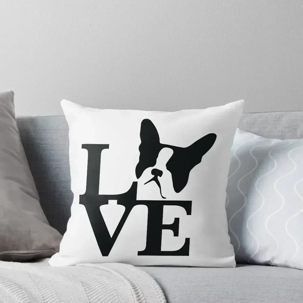 Boston Terrier Love Throw Pillow Anime Sofas Cover pillows for sleeping