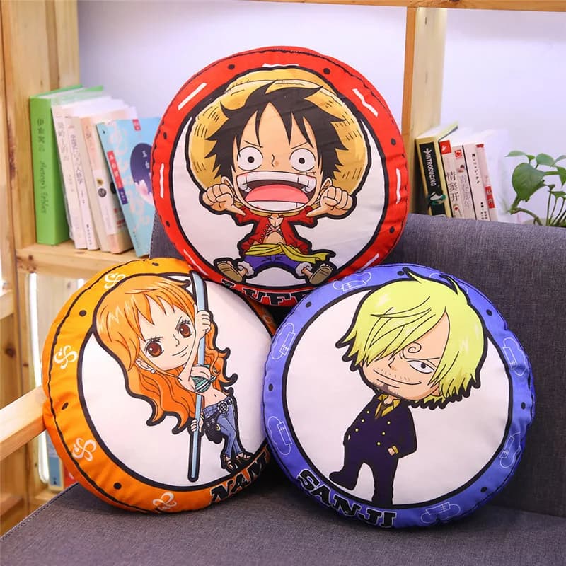 Cuscino Circolare della Serie Anime One Piece, Luffy Chopper, Stampa Fronte-Retro, Cuscino Morbido e Confortevole, Regalo per Fan