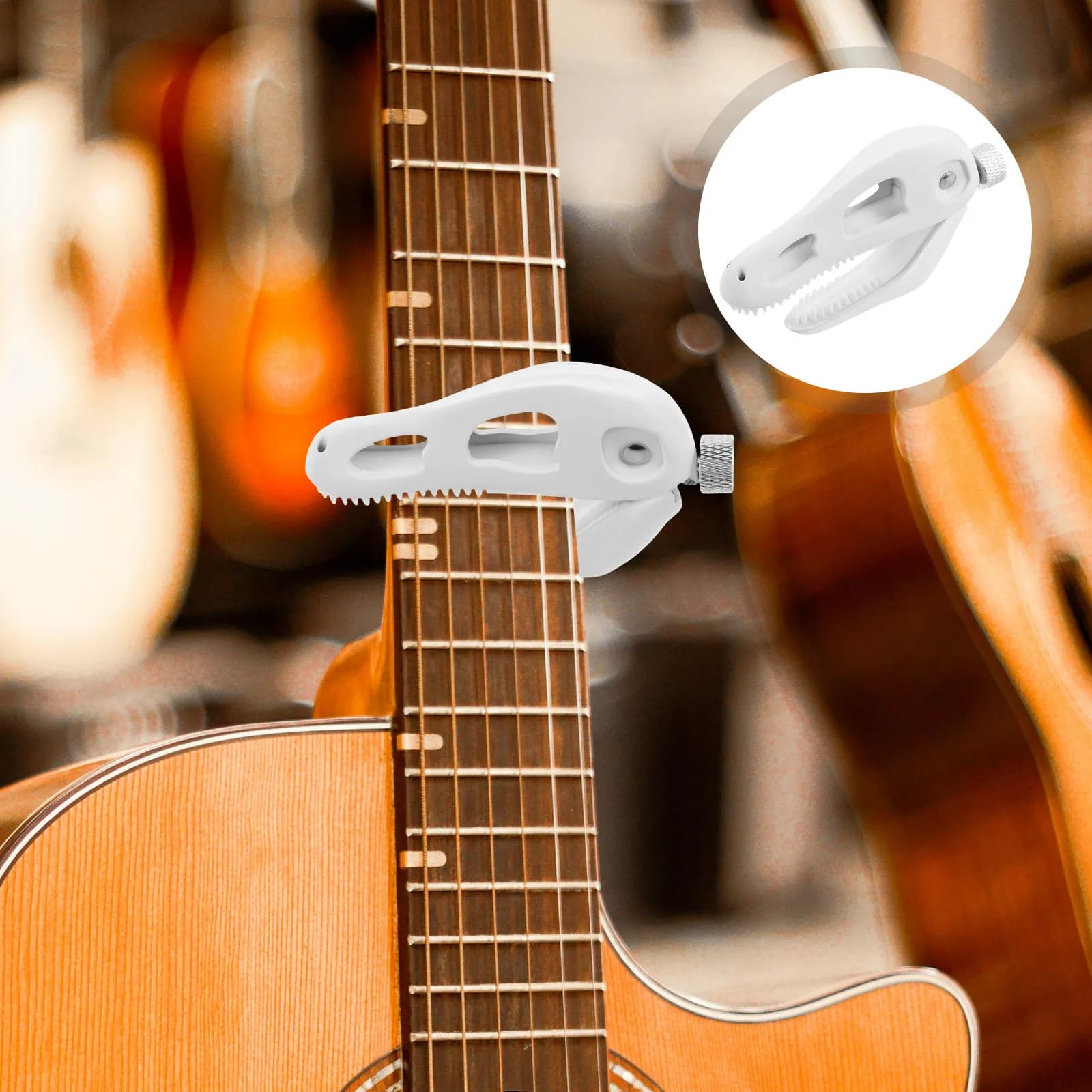 Capotasto per Chitarra a Forma di Testa di Dinosauro in Lega di Zinco, Design Creativo, Presa Sicura per Chitarra Acustica, Elettrica, Ukulele, Mandolino, Banjo, Accessori per Chitarra