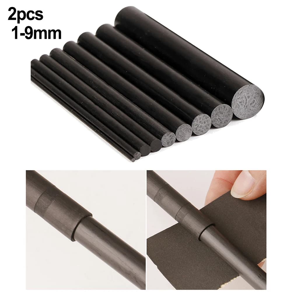 2 pezzi kit di riparazione canna da pesca bastoncini in fibra di carbonio kit di costruzione asta filo da imballaggio 1mm ~ 10mm * 10cm per parti di canna da pesca rotte