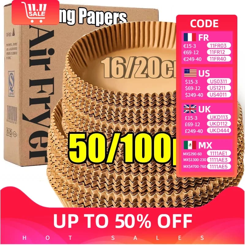 Round Paper for Air Fryer Baking paper disposable non-stick for air frying machine Microwave Oven Pentola Oil absorbent gasket Kitchen accessories