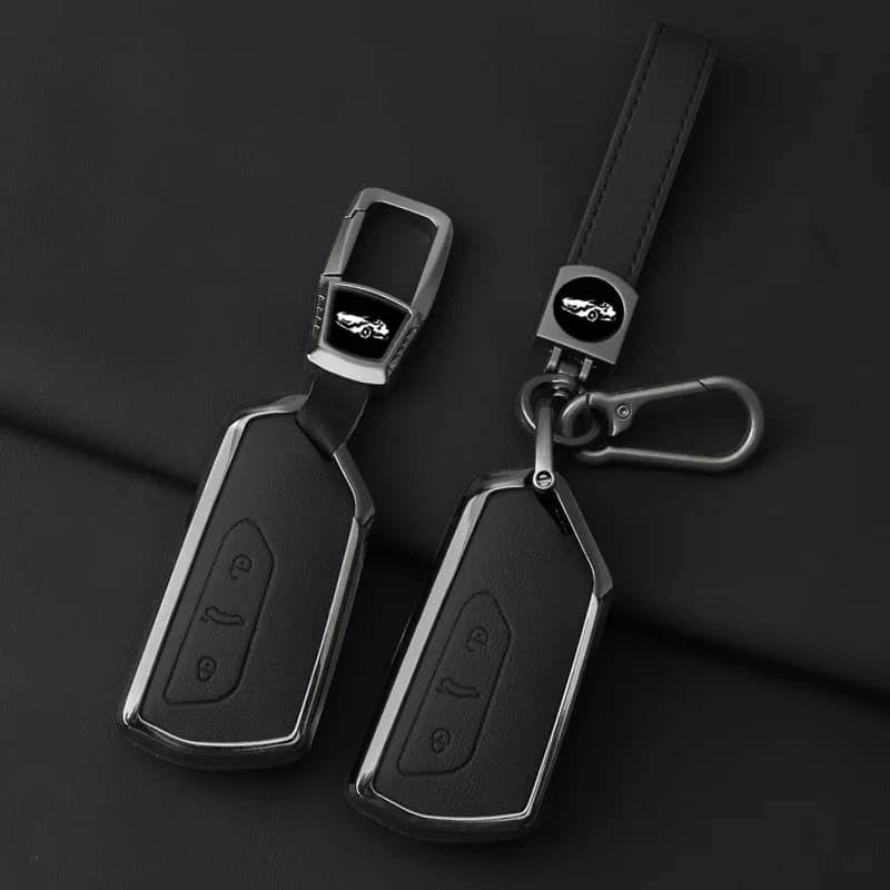 Metal Leather Car Key Case Cover For Volkswagen VW Golf 8 MK8 ID-4 ID-6 For Skoda Octavia A8 For Seat Leon FR MK4 Cupra Keychain