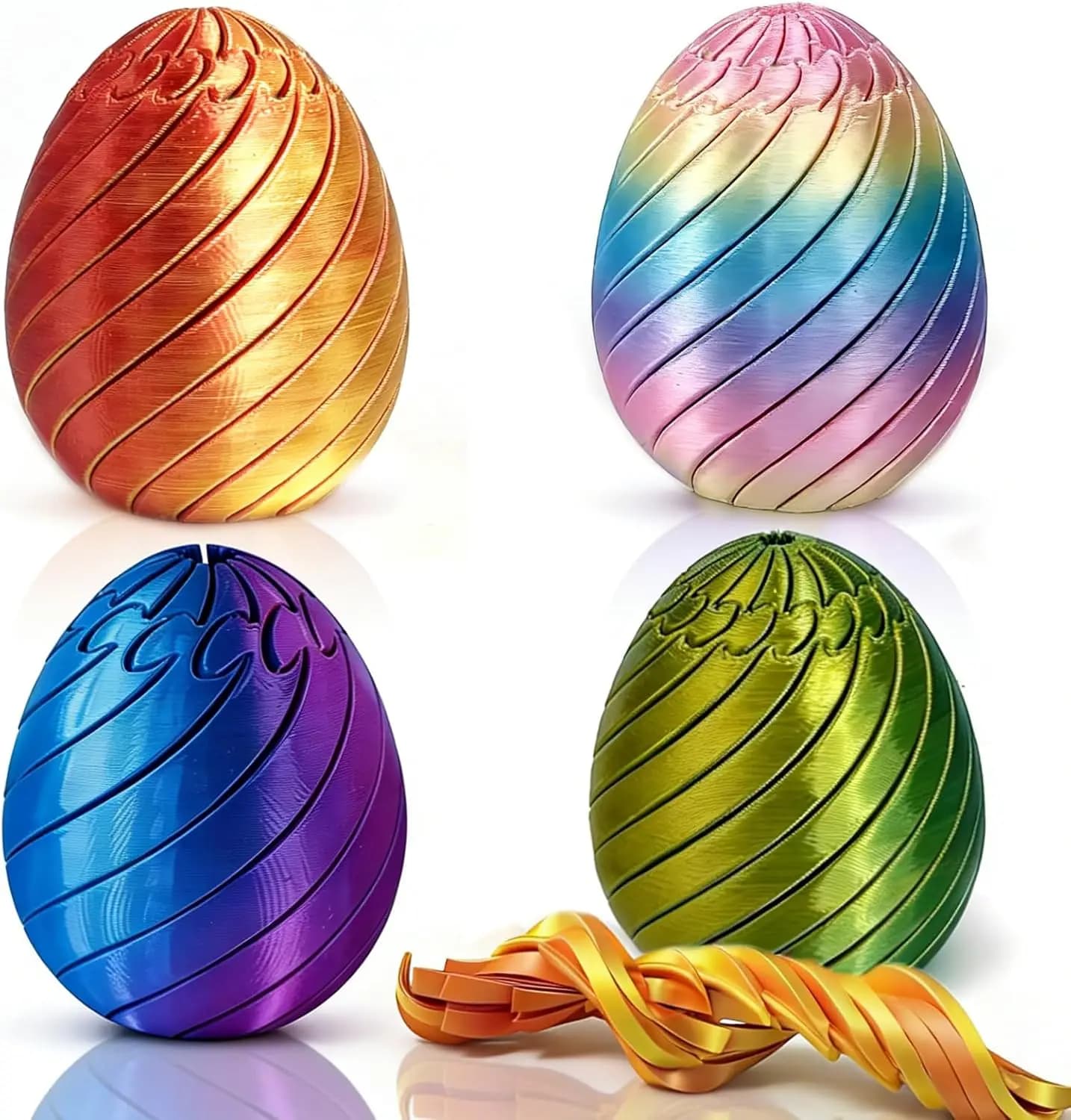 Giocattolo Antistress a Forma di Uovo 3D Stampato, Girevole a Spirale, Colorato, per Cesto di Pasqua, Scrivania, Ufficio, Regalo per Feste