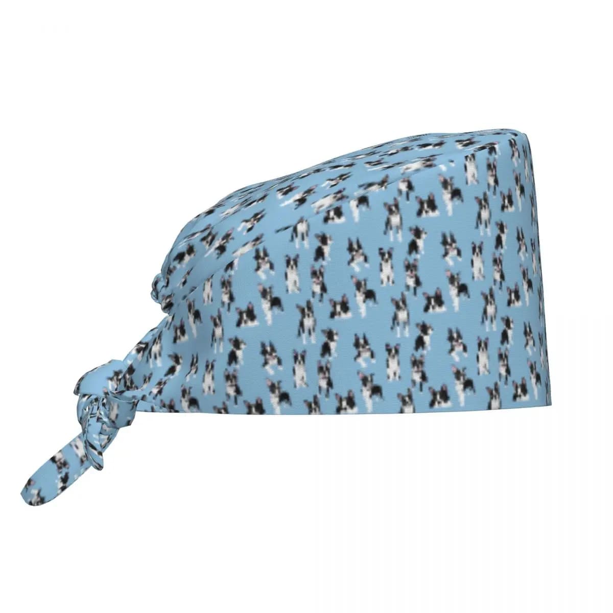 Boston Terrier Cute Dog Scrub Hat Doctor Working Surgical Cap Unisex Adjustable Nursing Caps for Dentist