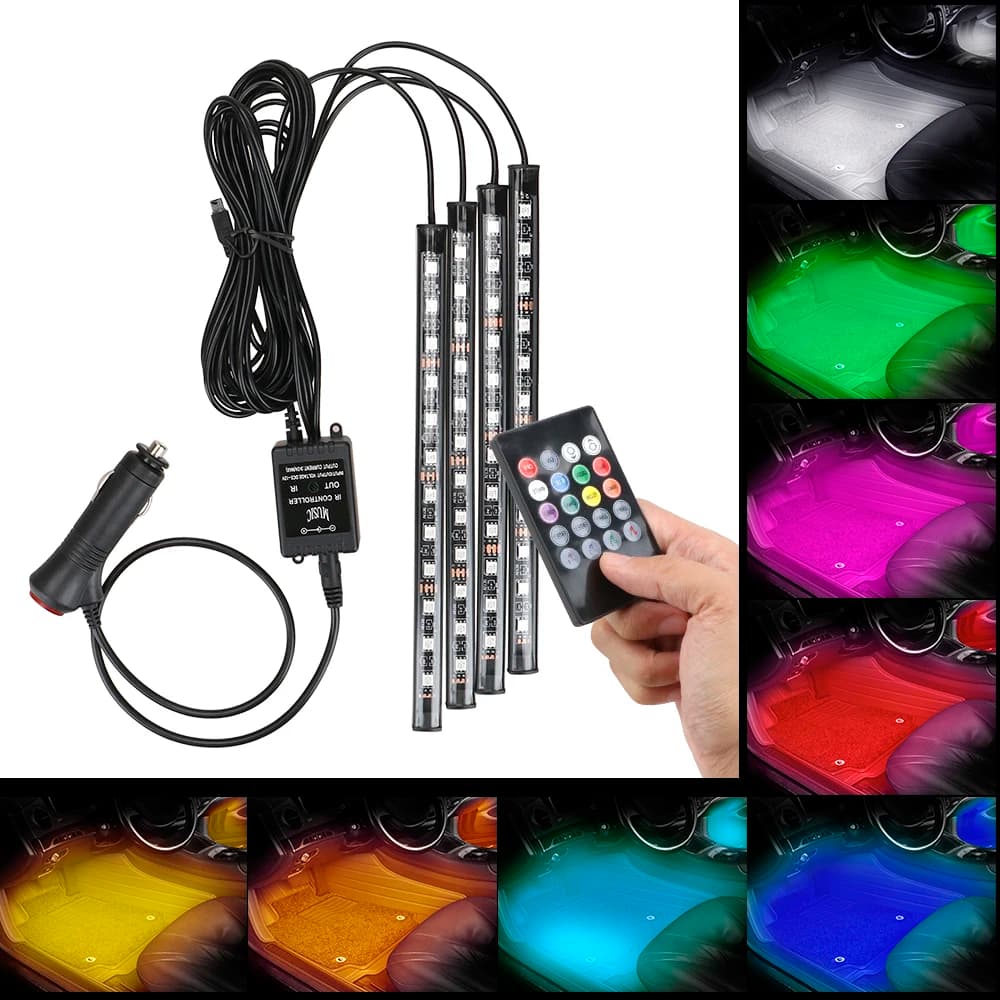 Luce Ambientale per Auto, Lampada Decorativa per Interni Auto con Controllo Remoto/Vocale, Lampada Atmosfera LED, Accessori Auto