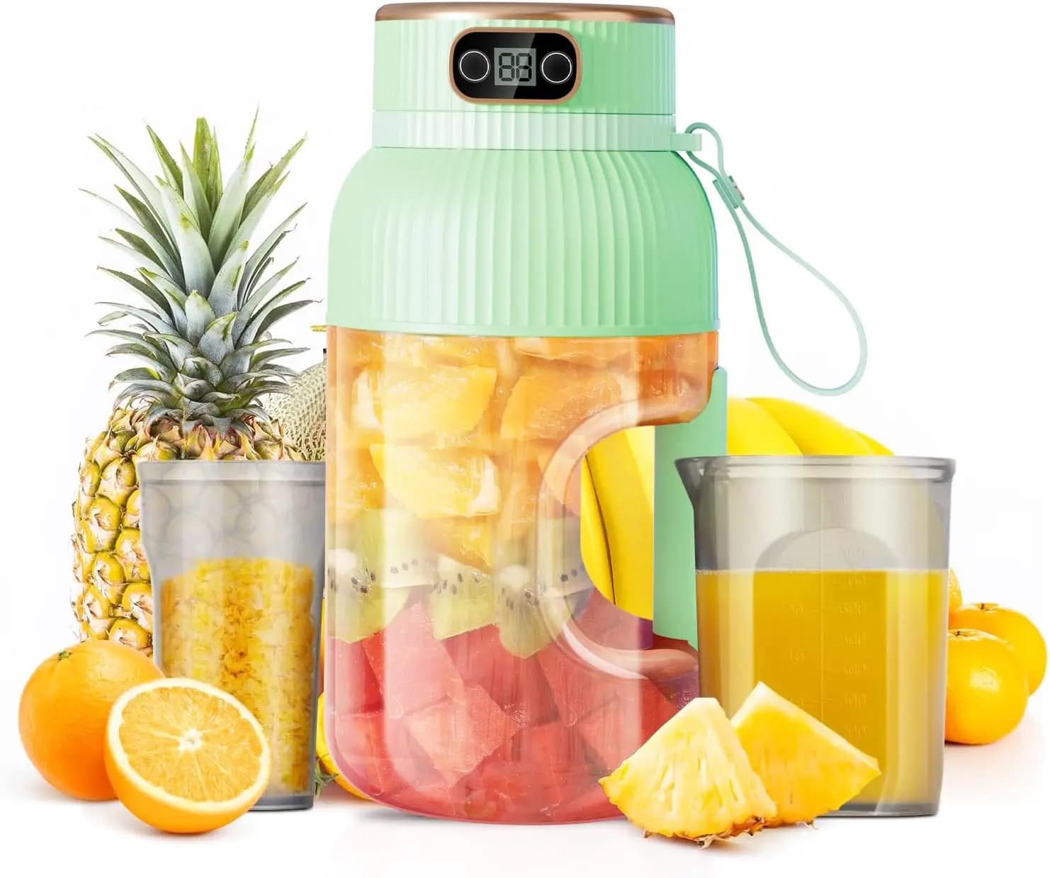 Nuovo Frullatore Portatile Versatile da 1200ml 2025, Ricaricabile con Display Digitale, per Smoothie e Campeggio all'Aperto