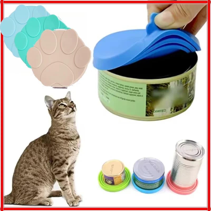 Coperchio Portatile in Silicone 2-in-1 per Cibo in Scatola per Cani e Gatti, Sigillante e Cucchiaio, Coperchio per Cibo per Animali Domestici, Coperchio per Ciotola, Accessori per Cani