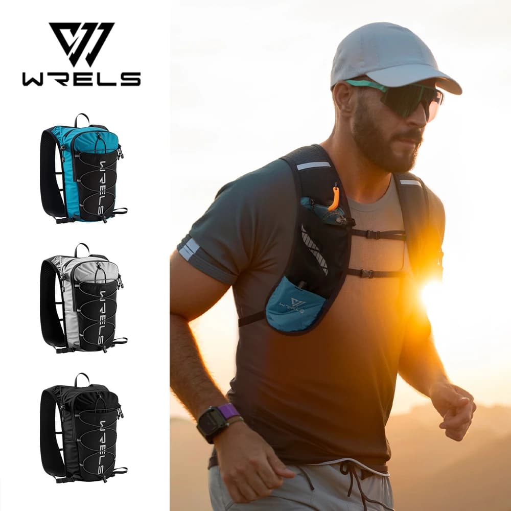 WRELS 8L Running hydration vest Backpack Trail Racing Marathon Hiking Fitness bag Ultra-light backpack Moisturizing vest