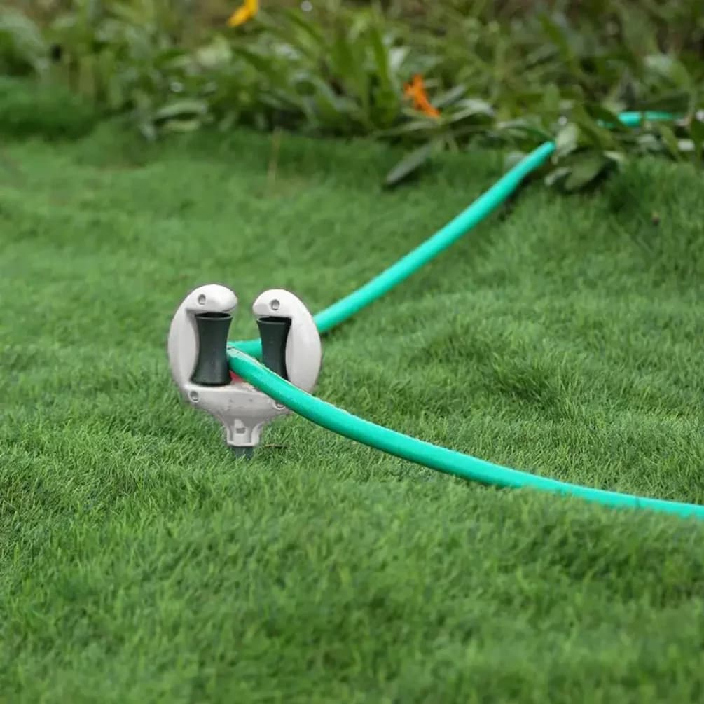 Supporto per Tubo da Giardino in Ferro con Rullo di Posizionamento e Punta Antiscivolo per Irrigazione e Giardinaggio