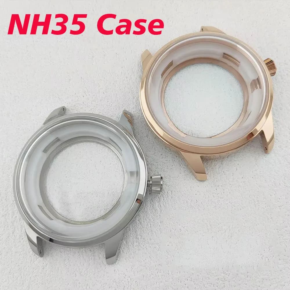 NH35 40 mm case with custom logo, stainless steel, sapphire crystal, waterproof, fit for movement NH35/36, men's watch