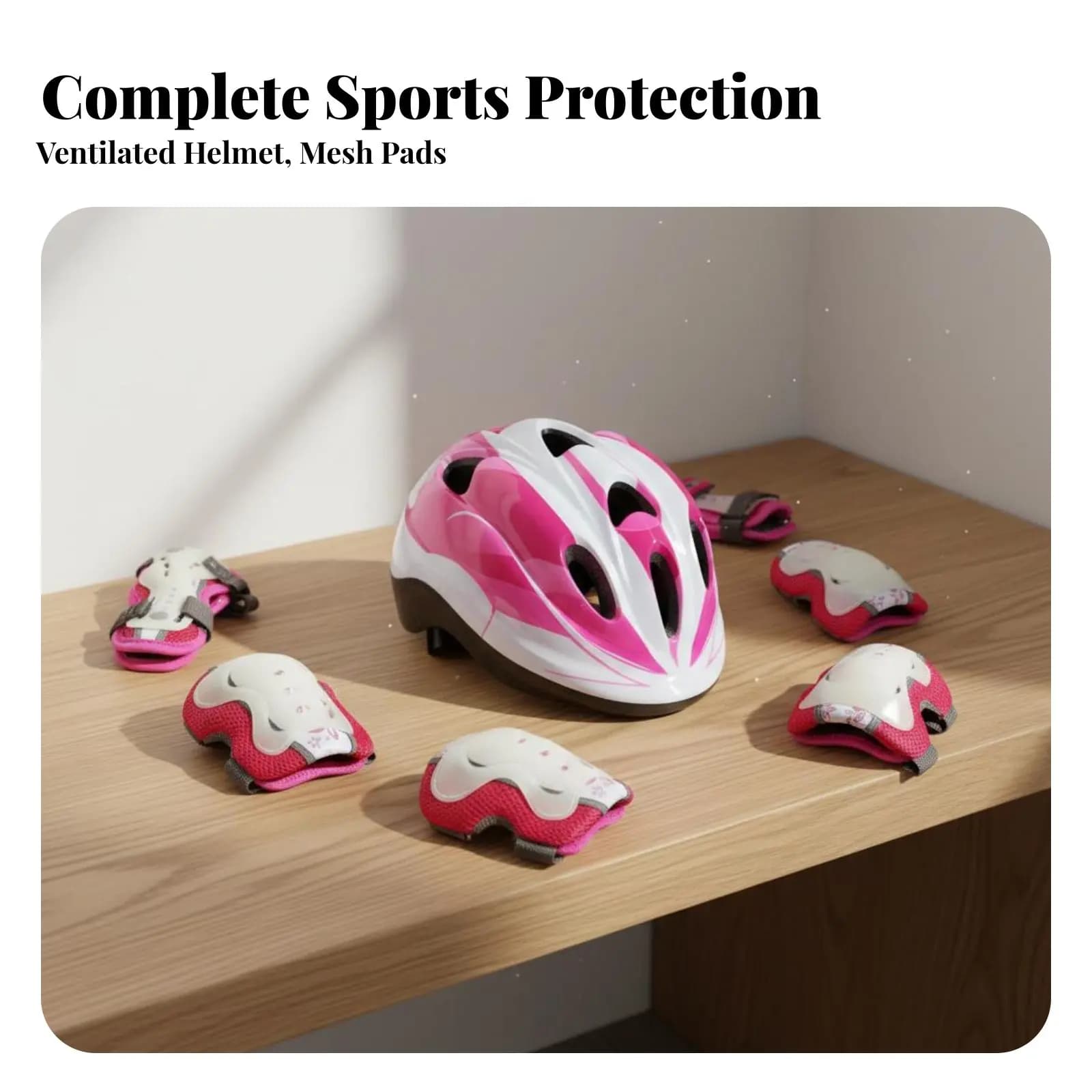 Set di Protezioni per Bambini in 7 Pezzi, Cinturini Regolabili, Set di Imbottiture per Ginocchia, Gomiti e Polsi, Set Casco e Protezioni per Bambini con Guscio Rigido