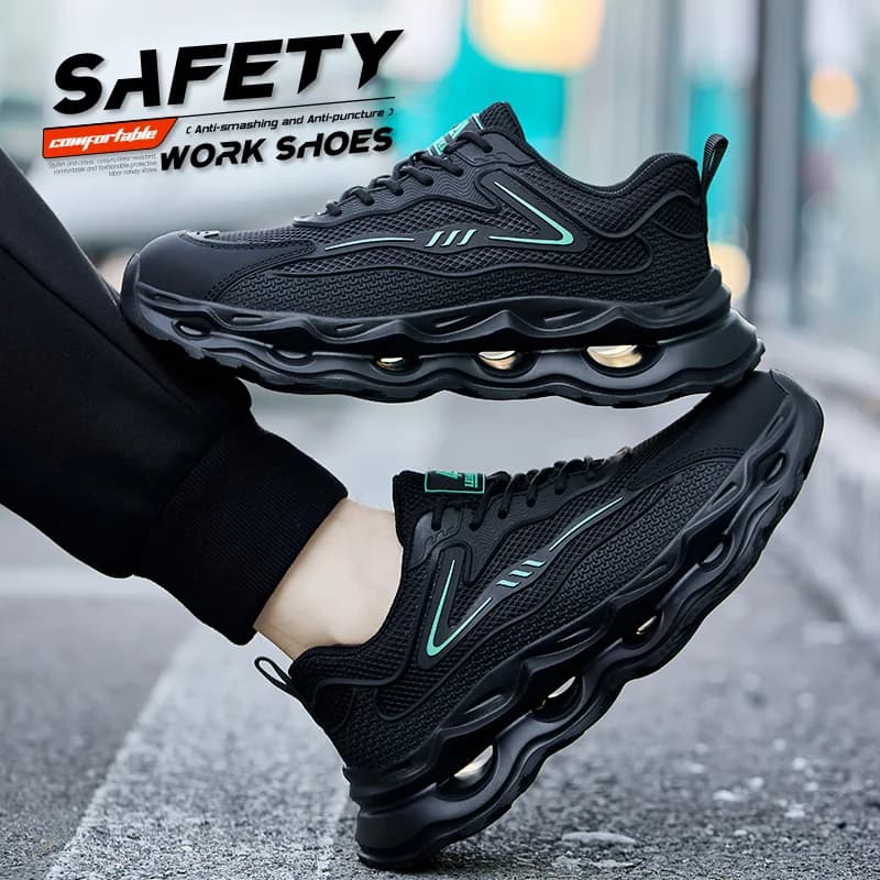 Le scarpe antinfortunistiche da uomo LEIANDUN sono super leggere, traspiranti, comode, anti-schiacciamento, con protezione della punta in plastica e adatte al lavoro.