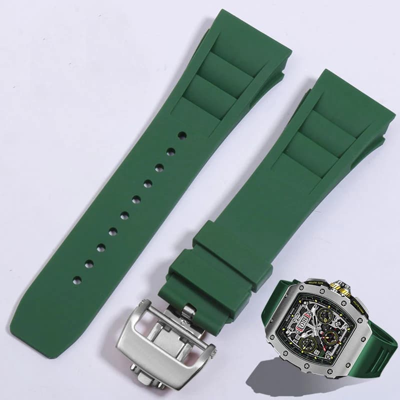 Silicone Watch Band for Richard Mille Waterproof Sweat-Proof Soft Comfortable Rubber Watch Strap Raised Mouth 25mm Bracelet