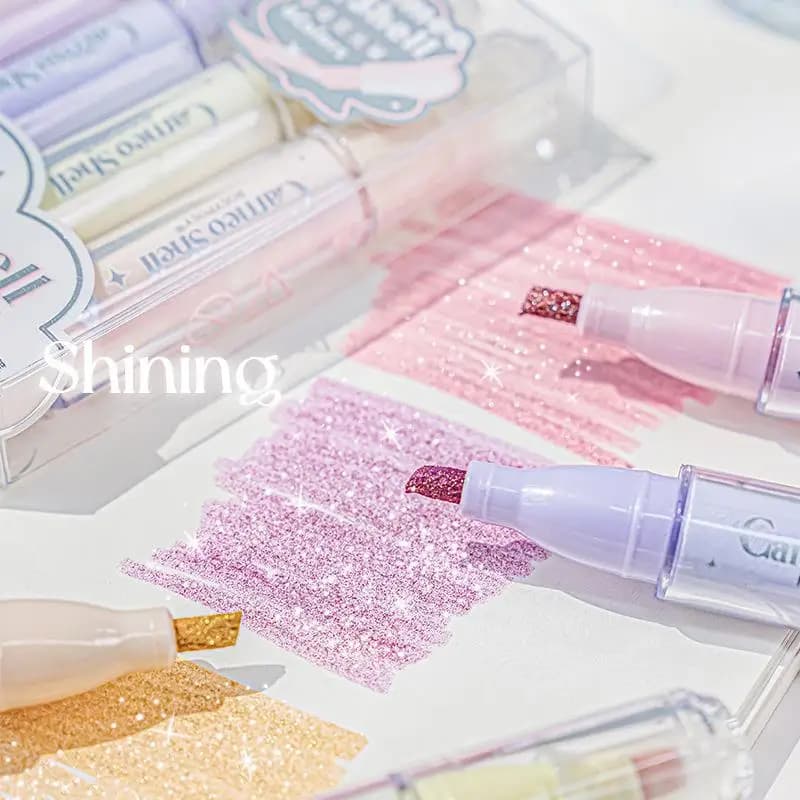4 colori/set evidenziatori glitter penna pennarello flash fine creatore di pittura per scrapbook diario ufficiale studente forniture di cancelleria