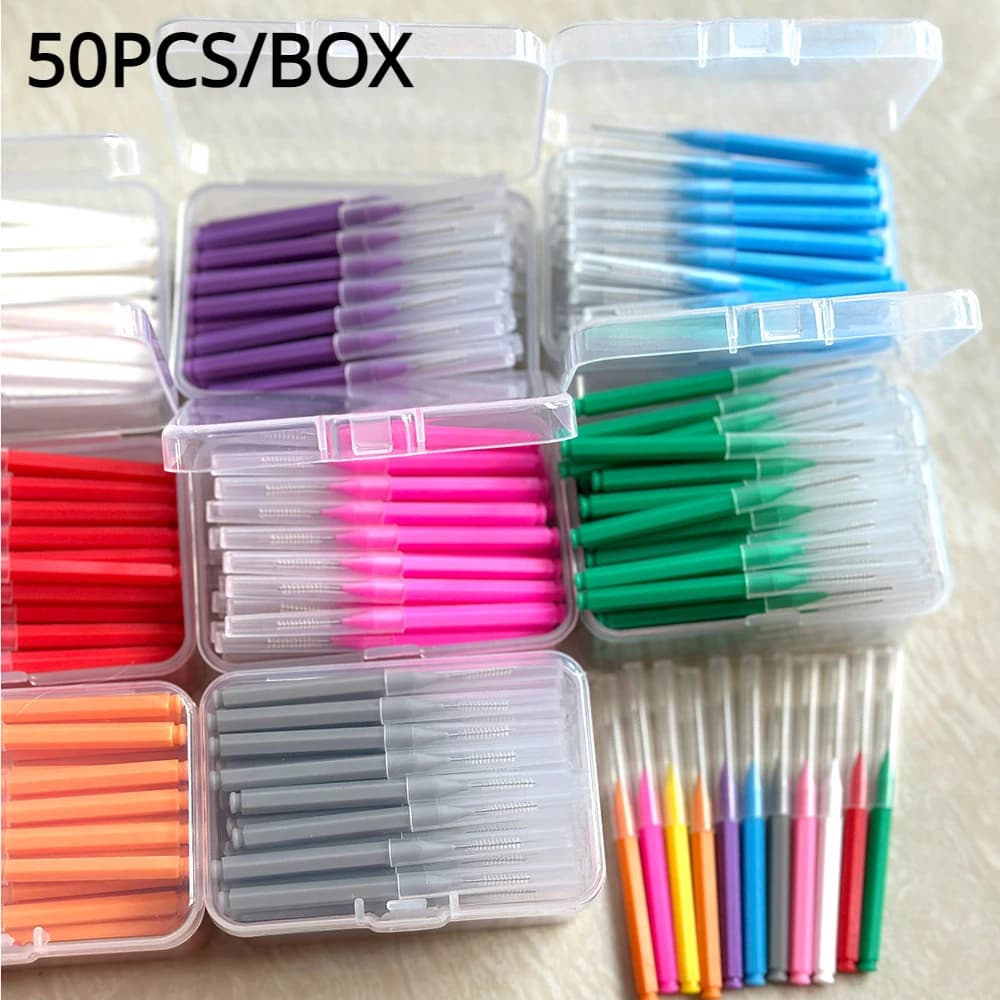 50 pcs Interdental Brushes Healthcare Tooth Whitening Orthodontic toothbrush Dental Hygiene Tool