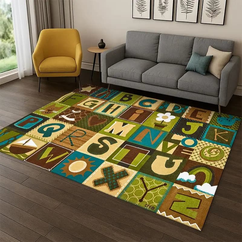 Alphabet ABC Early Education Cartoon Kids Playroom Children Crawling Carpet Rug for Bedroom Living Room Sofa Non-slip Home Decor