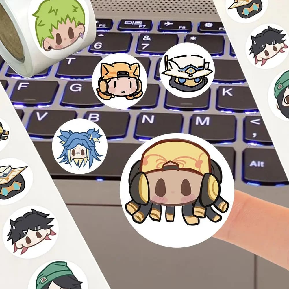 1000 Sheets/roll Cute Valorant Cartoon Anime Game Seal Stickers DIY Laptop Stickers Decoration Children's Reward Gift Decals