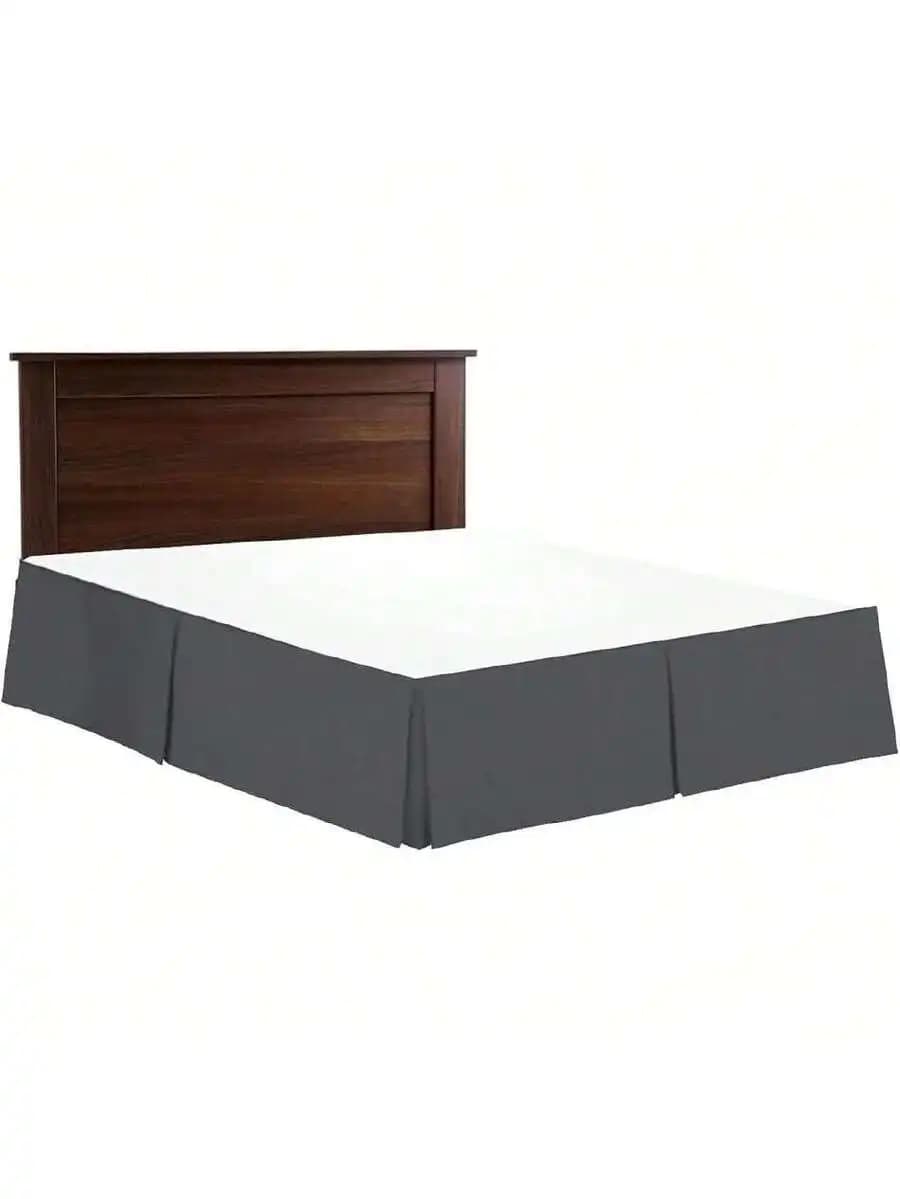 Split Corner Bed Skirt 15 Inch Drop Egyptian Cotton 800 Thread Count Wrinkle Fade Resistant Grey Queen