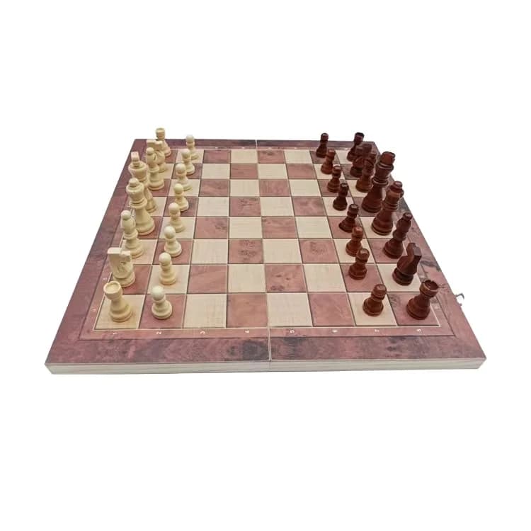 High-quality wooden folding board game set includes backgammon T wooden checkers