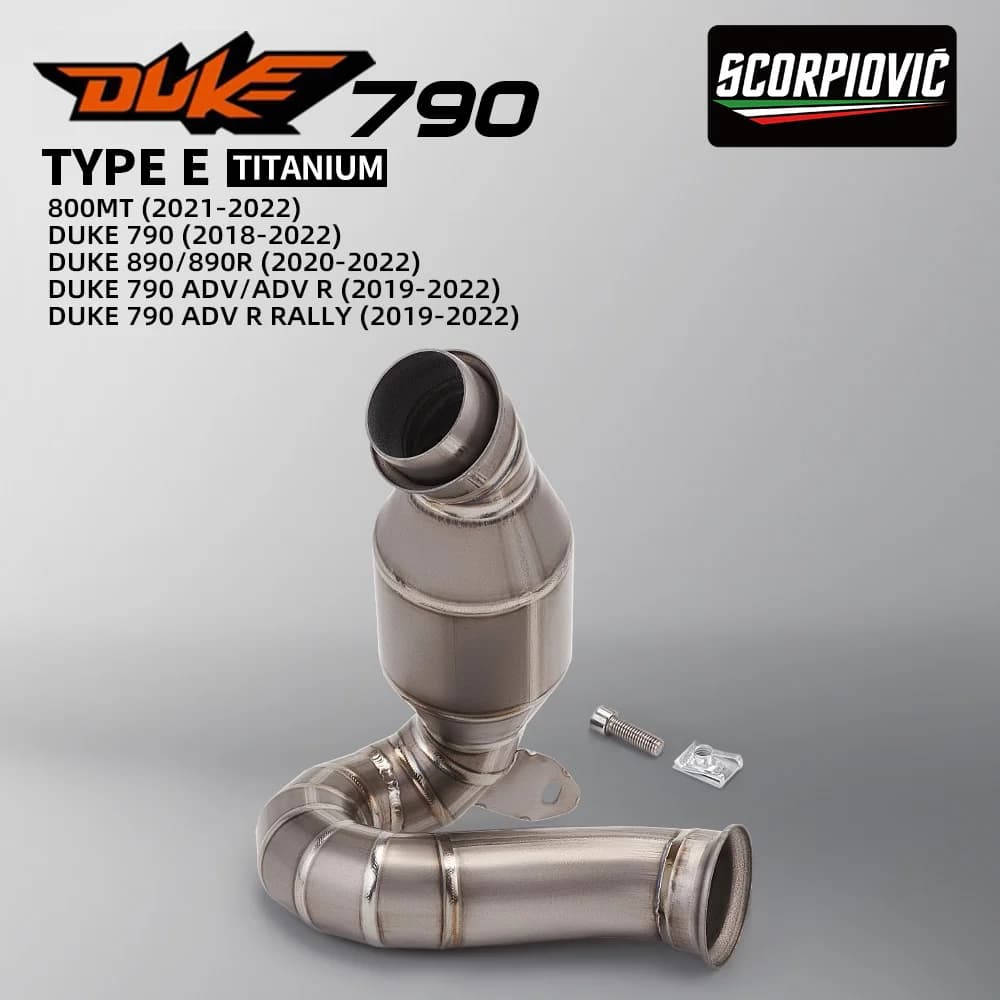 Tubo di scarico per tubo di collegamento centrale per moto in lega di titanio per Duke790 Duke890 800 MT Moto Escape