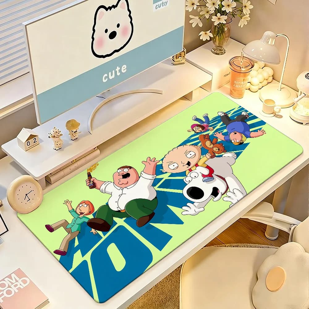 Tappetino per mouse Cartoon F-Family G-Guy, grande, antiscivolo, impermeabile, con bordi cuciti, per tastiera, per giochi, uso quotidiano e ufficio