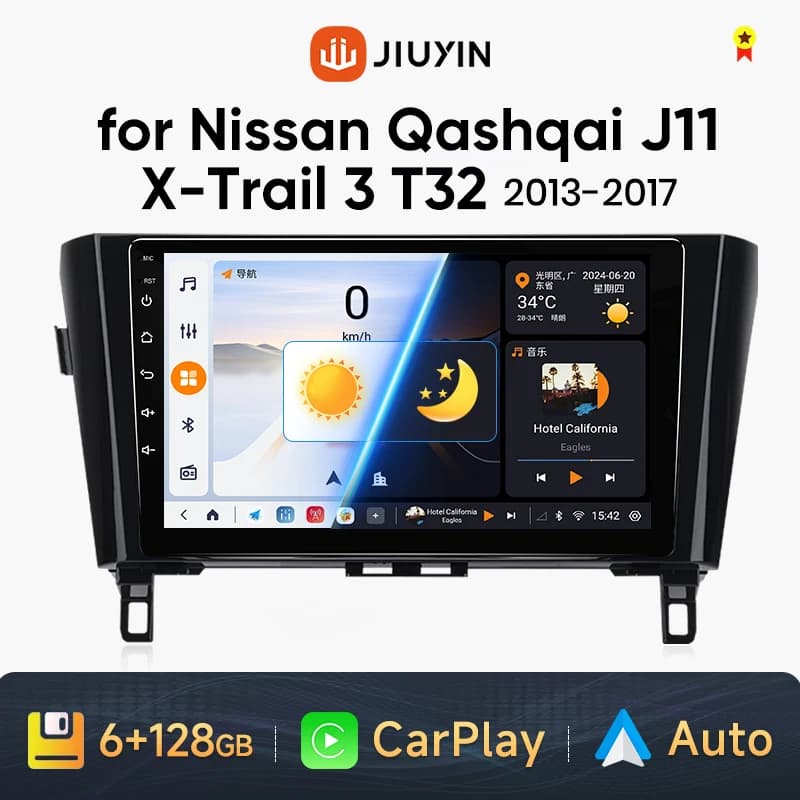 JIUYIN AI Voice Wireless CarPlay Android Auto Radio per Nissan Qashqai J11 X-Trail 3 T32 2013-2017 4G Car Multimedia GPS 2din