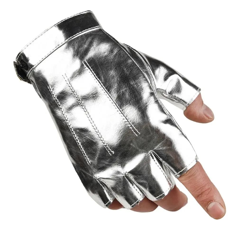Fashion Style Punk Style PU Guide Gloves, Mid-Slip Gloves with Bottone, Gothic Fins for Gym and Fitness